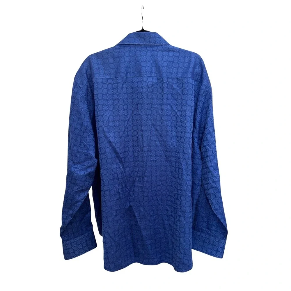 Robert‎ Graham Mens 4XL Blue Geometric Jacquard Long Sleeve Button Down Shirt